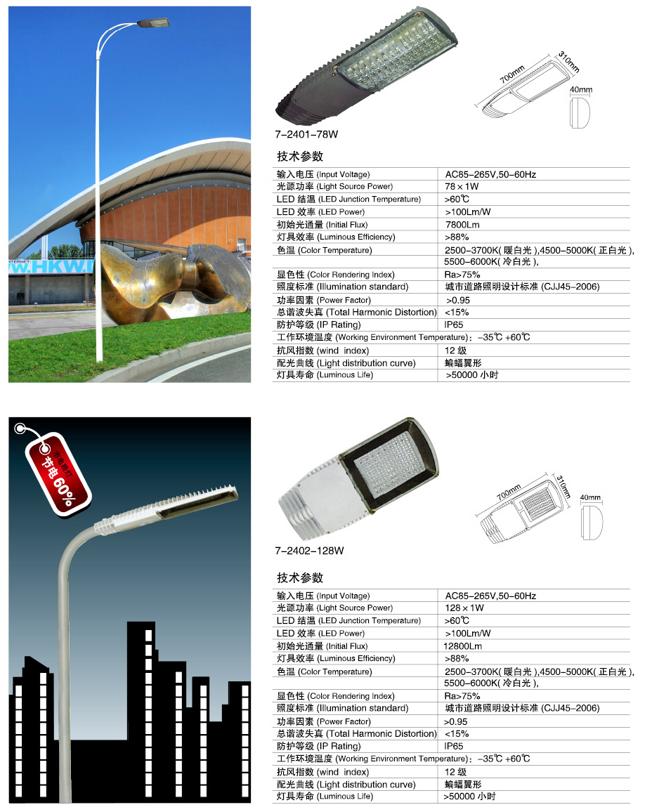 江西led路燈頭7-2401-78W-128W