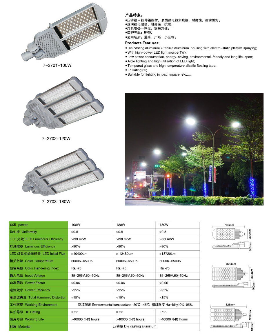 180wled路燈頭7-2701-100W-120W-180W